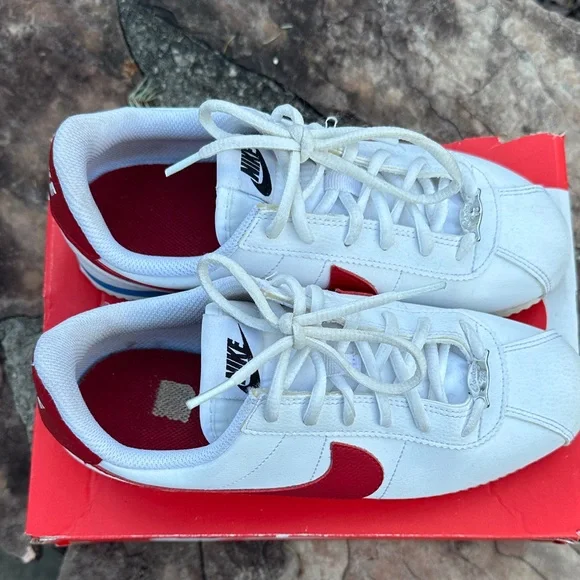 Nike White and Red Cortez Sneakers - Picture 4 of 5
